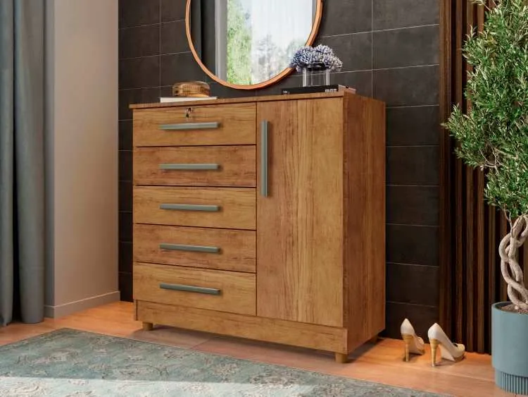 Cômoda Vitória Plus 5 Gavetas e 1 Porta — Rud Rack — miniatura 3