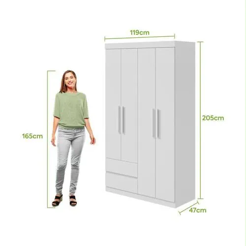 Guarda-Roupa Zeus 1,19 m com 4 Portas e 2 Gavetas — miniatura 4
