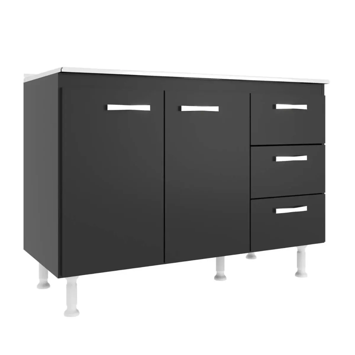 Balcão Cozinha com Tampo 2 Portas e 3 Gavetas