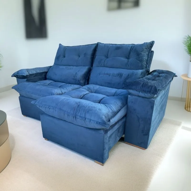 Sofá Retrátil e Reclinável Imperial 2,00 m Veludo Jolie Azul 07 – Imperial Decor — miniatura 2