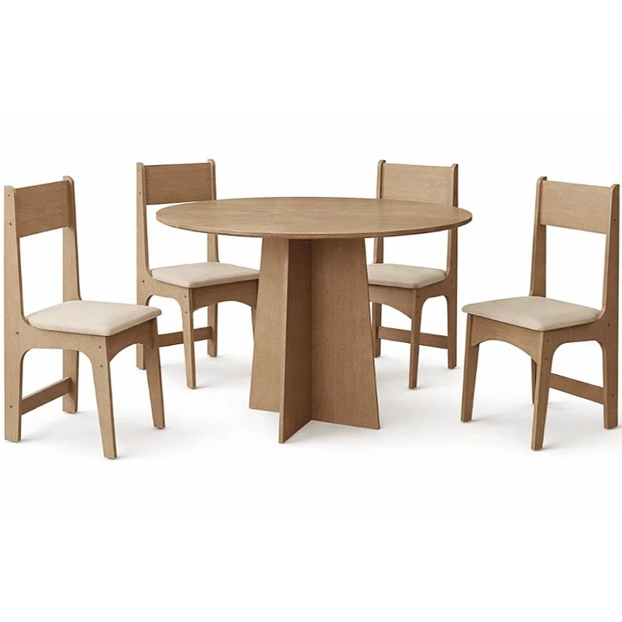 Mesa de Jantar Cindy 90 cm Redonda sem Vidro com 4 Cadeiras Delta em Corino – Sonetto — miniatura 3