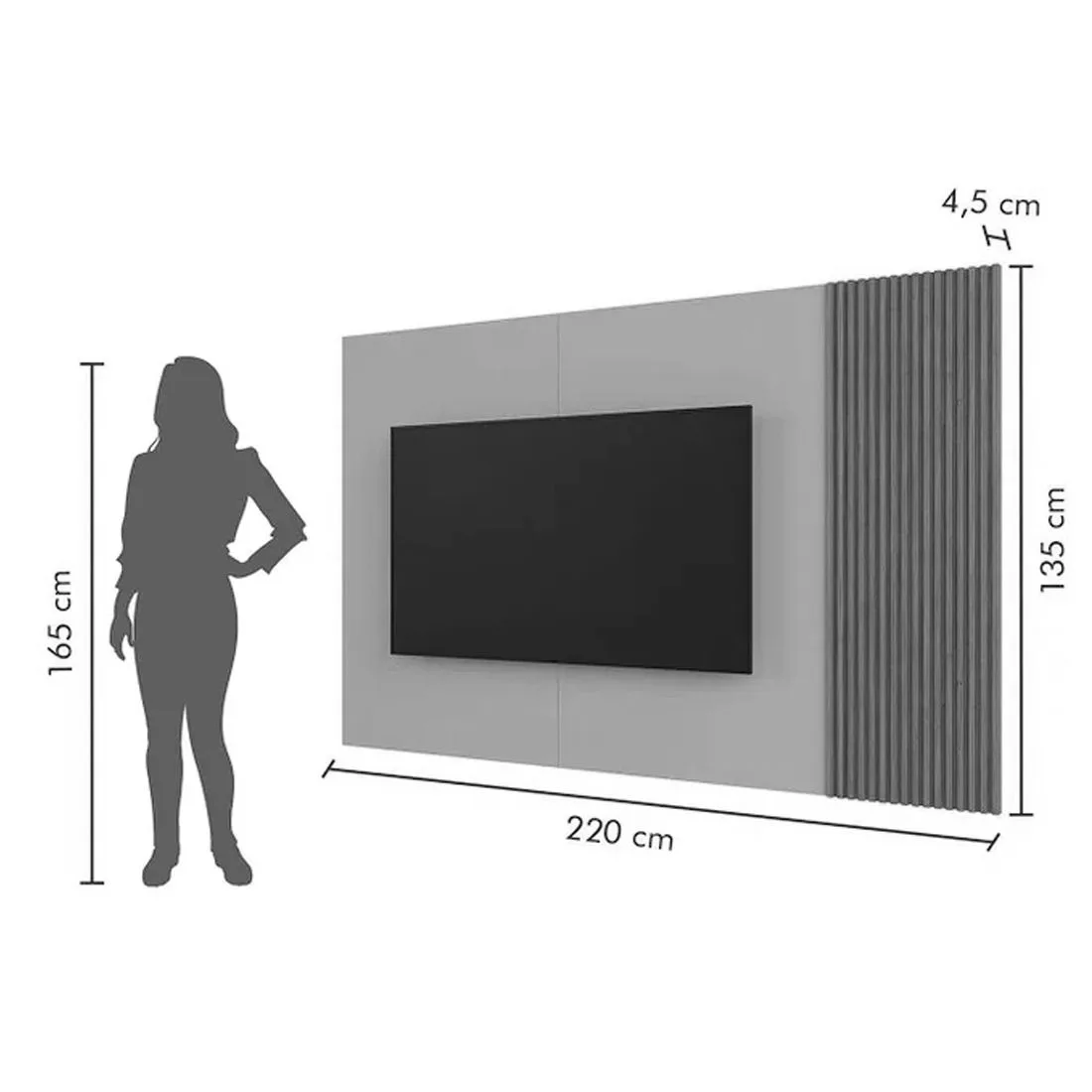 Painel Arezzo Mavaular 220 cm com LED TV até 75 — miniatura 3