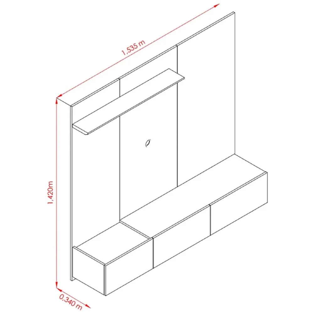 Painel Astro TV até 65, 3 Portas – Madetec — miniatura 3