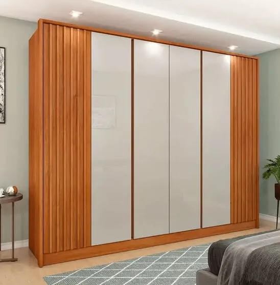 Guarda-Roupa Barcelona 2,75 m com 6 Portas e 6 Gavetas Internas, Detalhe Ripado