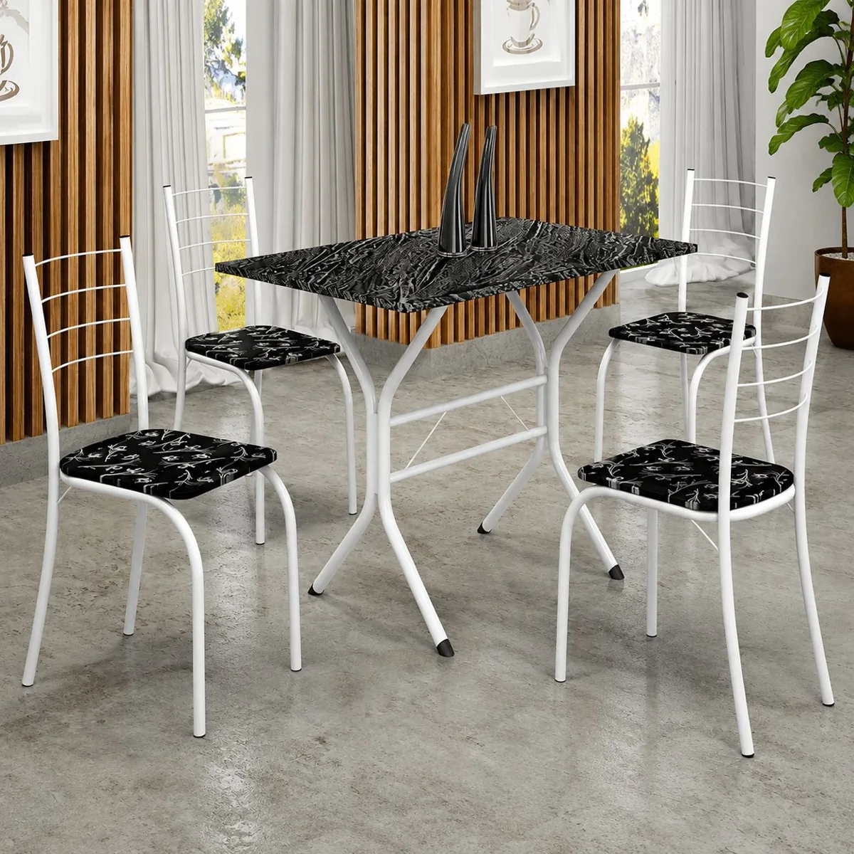 Conjunto Mesa Cabo Frio 100x60 Granito/Ardósia + 4 Cadeiras — miniatura 2
