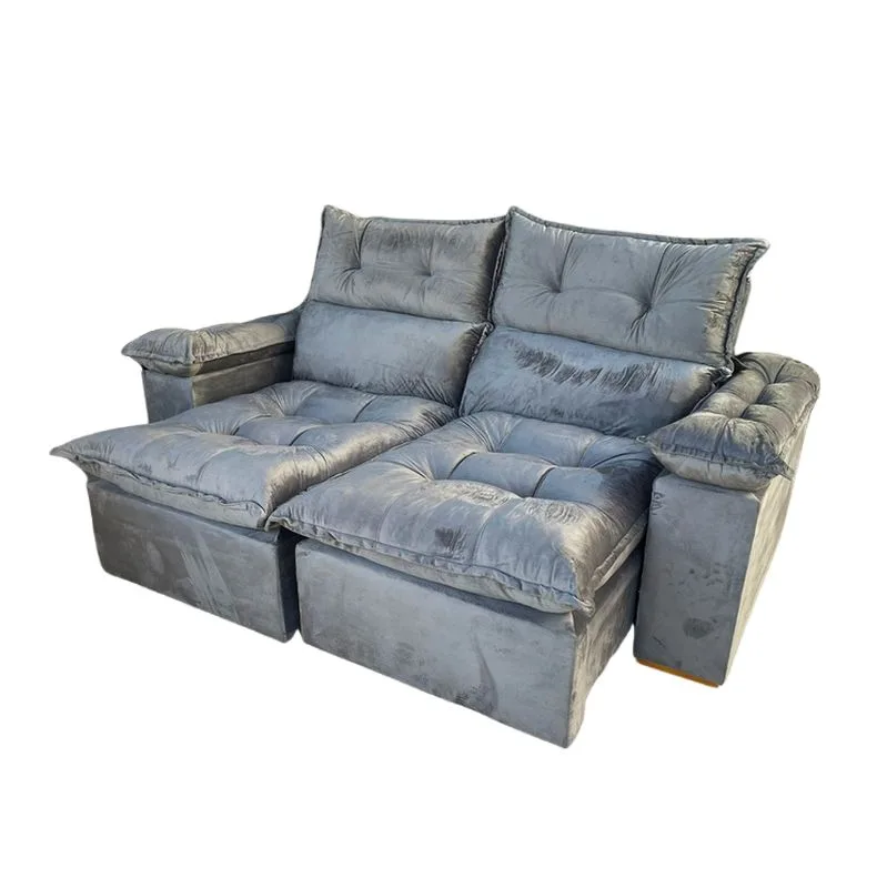 Sofá Retrátil e Reclinável Imperial 2,00 m Veludo Jolie Cinza 08 – Imperial Decor — miniatura 3