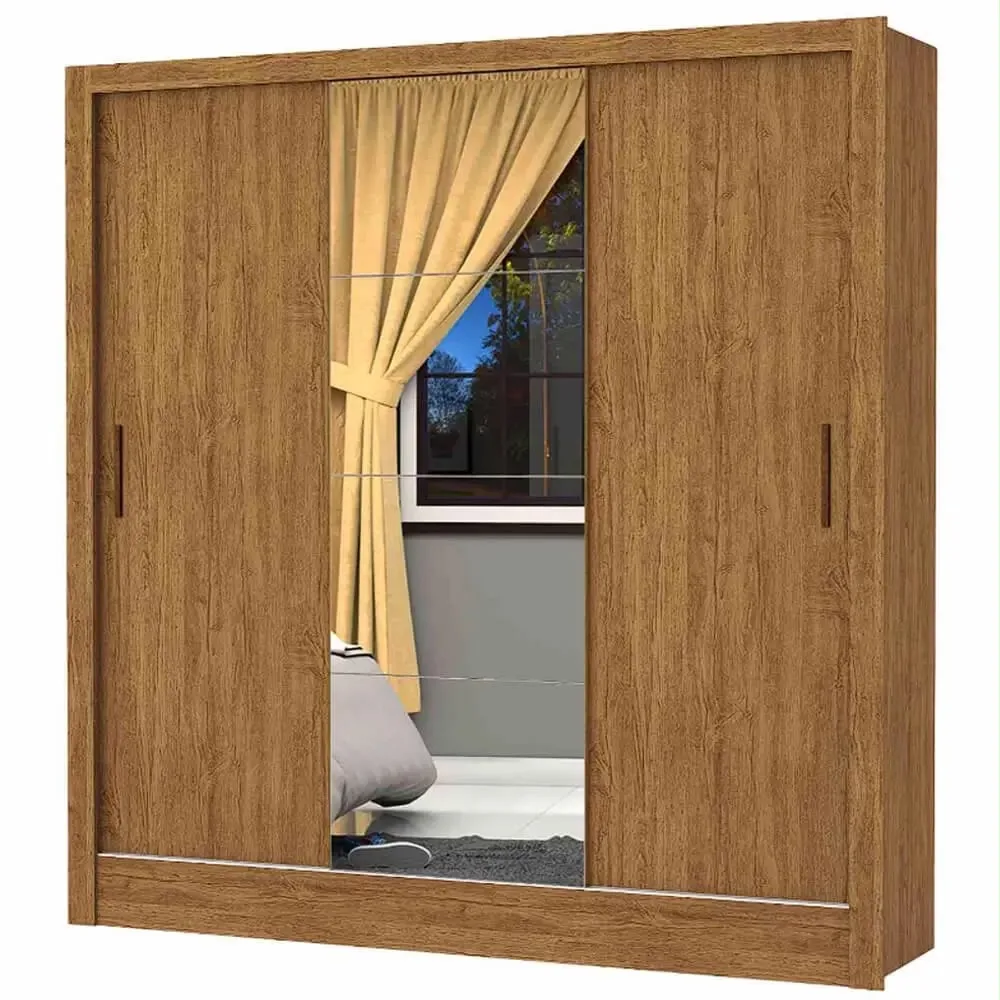 Guarda-Roupa Casal Dubai Santiago com Espelho e 3 Portas de Correr