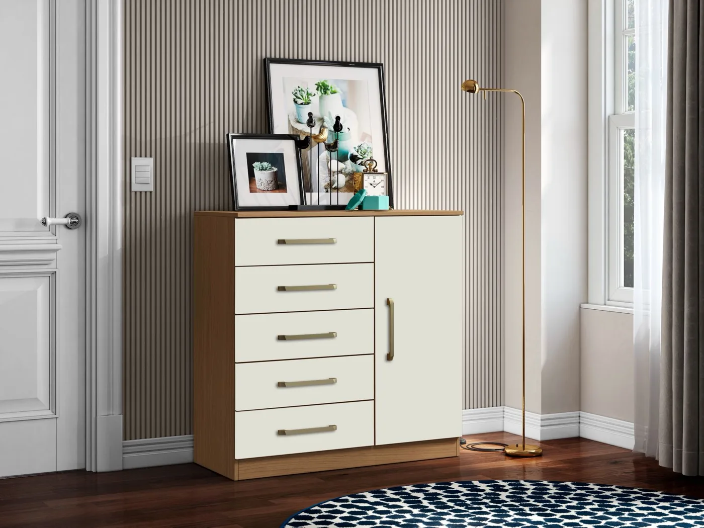 Cômoda Milão 5 Gavetas e 1 Porta — Aramóveis — miniatura 2