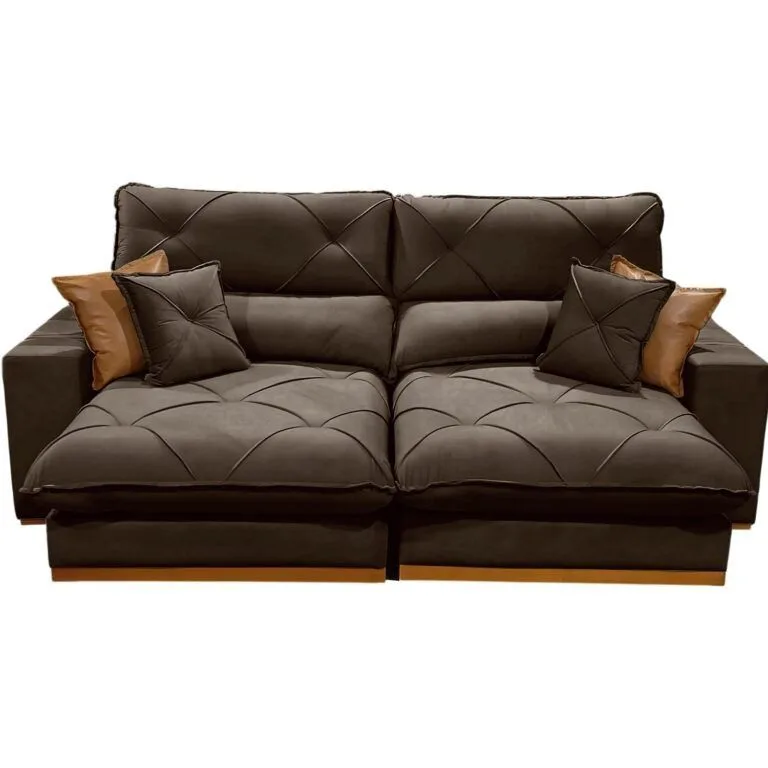 Sofá Retrátil e Reclinável Gran Bello 2,30 m Veludo Marrom 02 – D Sala Decor Estofados — miniatura 2