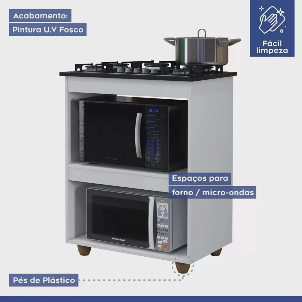 Balcão para Cooktop 4 Bocas Turim Branco — miniatura 2