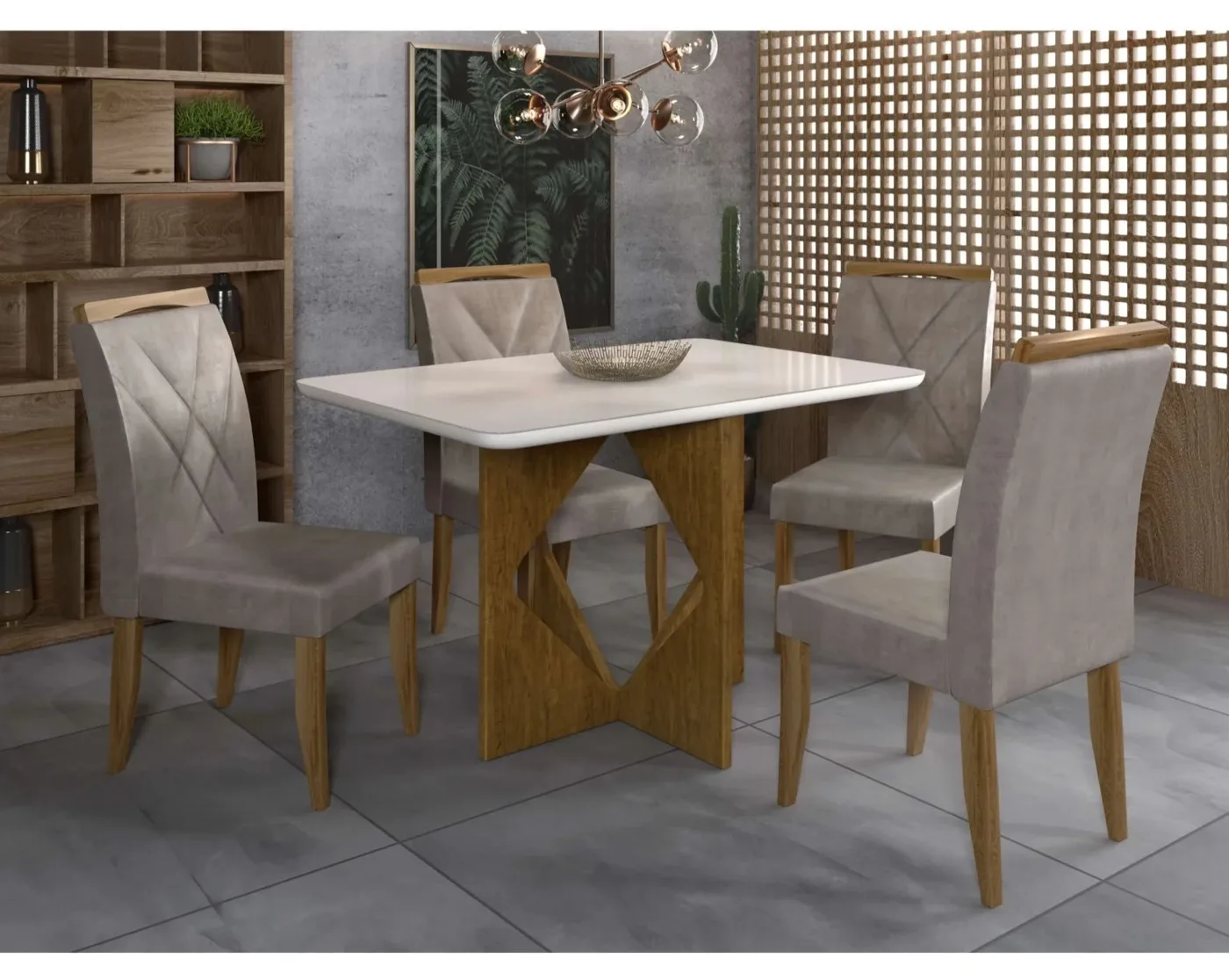Mesa Madrid 90x90 + 4 Cadeiras Califórnia – Minas Plac