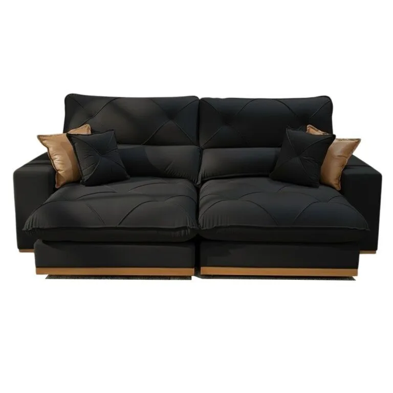 Sofá Retrátil e Reclinável Gran Bello 2,50 m Veludo Preto 14 – D Sala Decor Estofados — miniatura 2