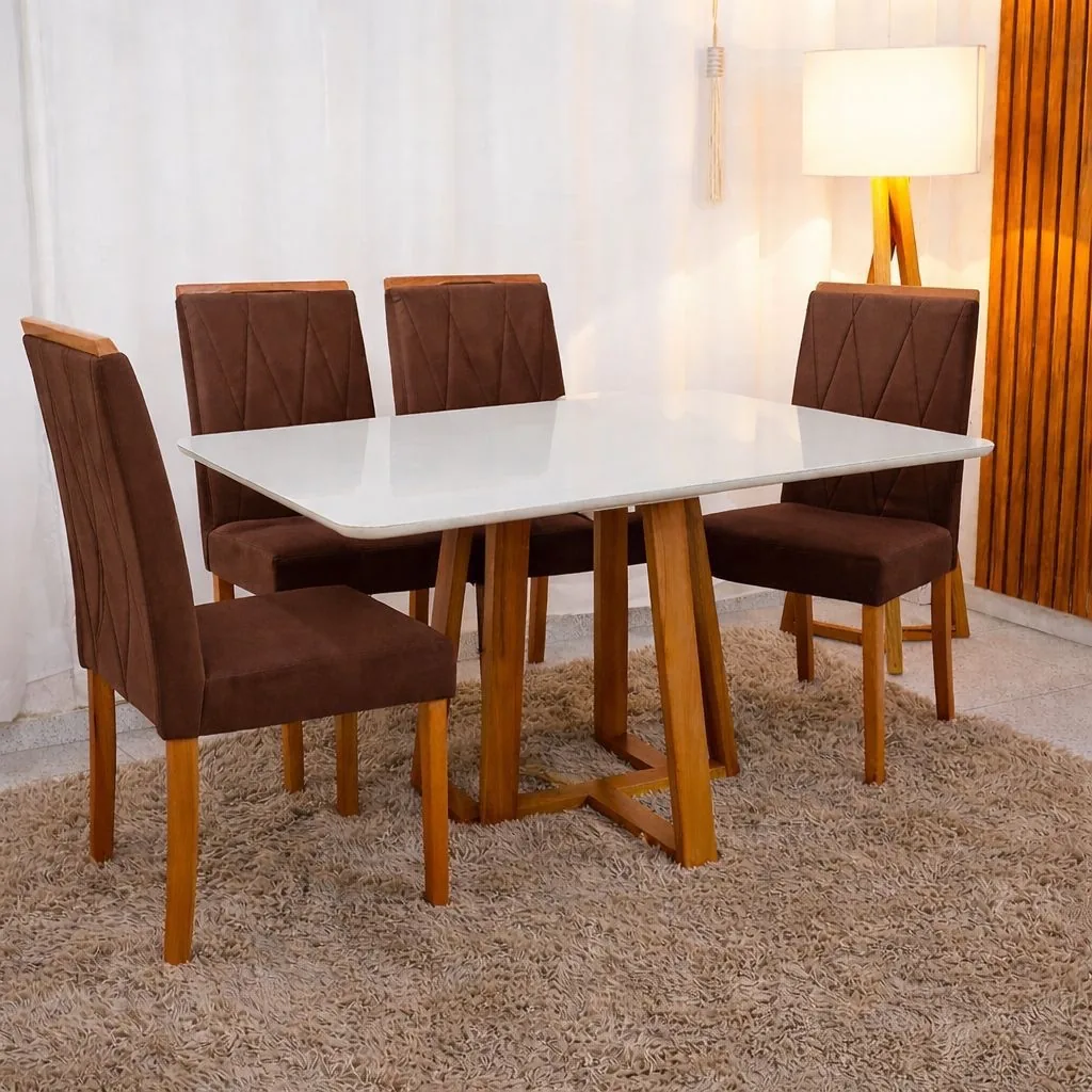 Mesa de Jantar Bali 120x80 com Vidro + 4 Cadeiras Isa — miniatura 4