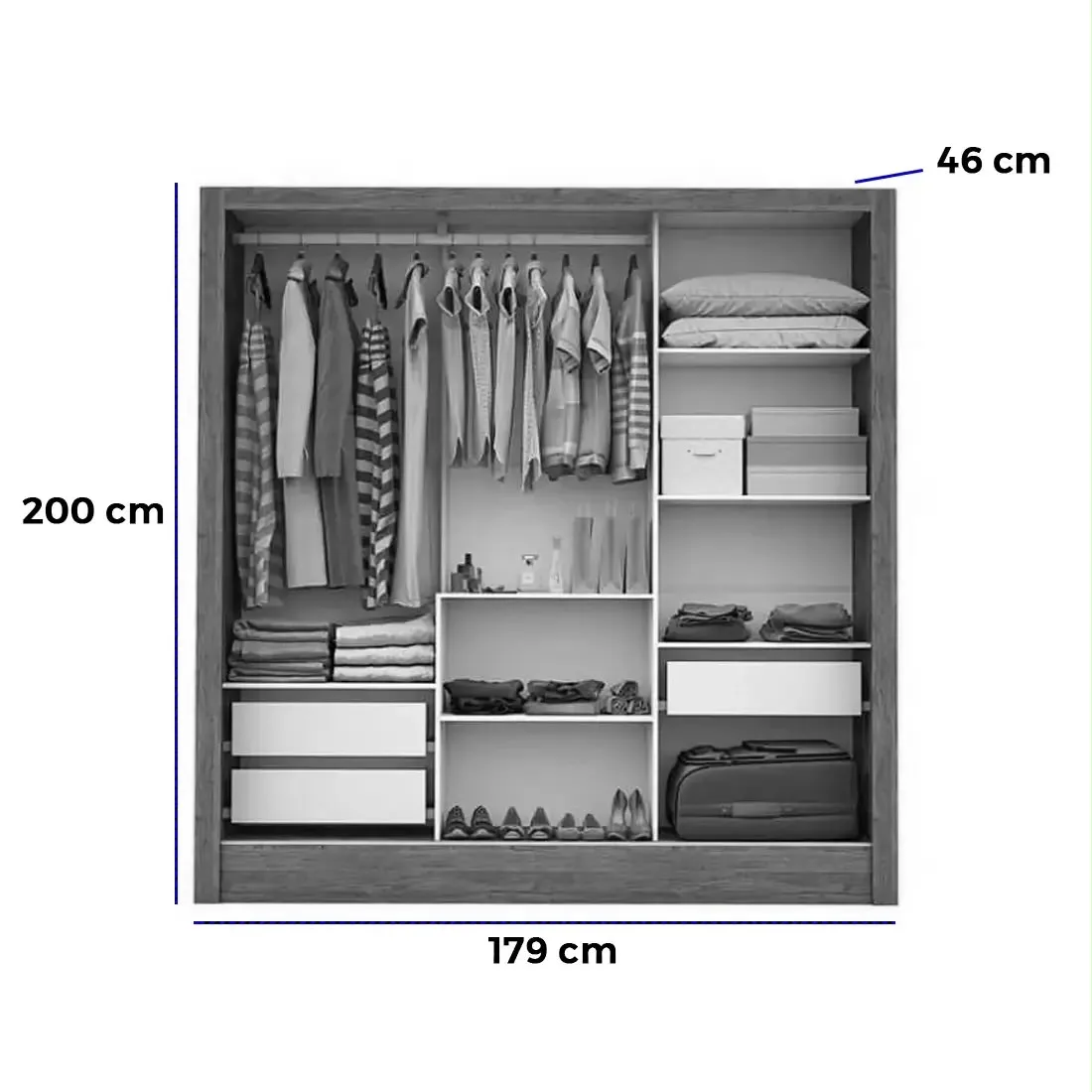 Guarda-Roupa Casal Dubai Santiago com Espelho e 3 Portas de Correr — miniatura 2