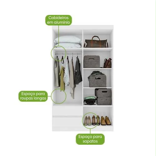 Guarda-Roupa Zeus 1,19 m com 4 Portas e 2 Gavetas — miniatura 3