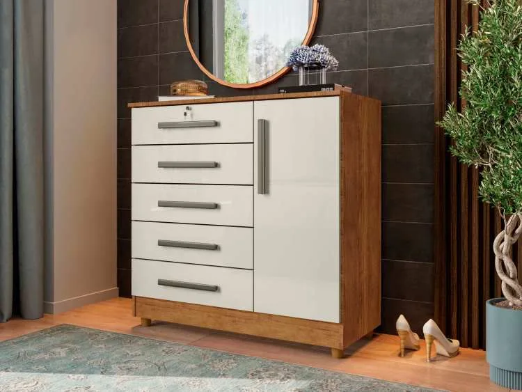Cômoda Vitória Plus 5 Gavetas e 1 Porta — Rud Rack — miniatura 2