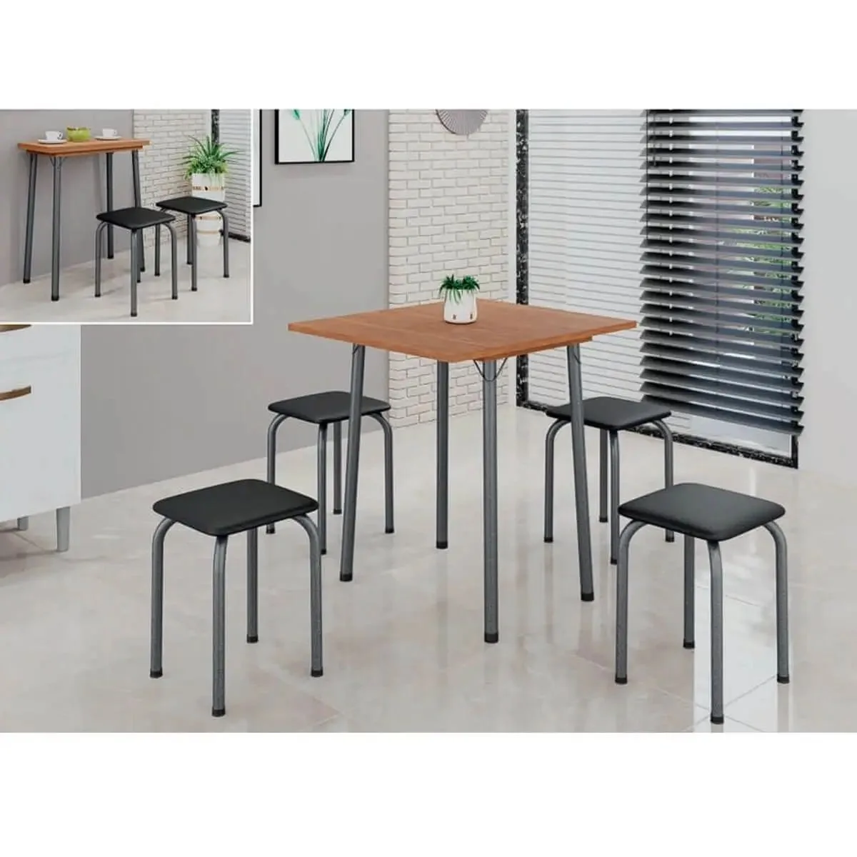 Mesa Dobrável Luana com 4 Banquetas – Imop