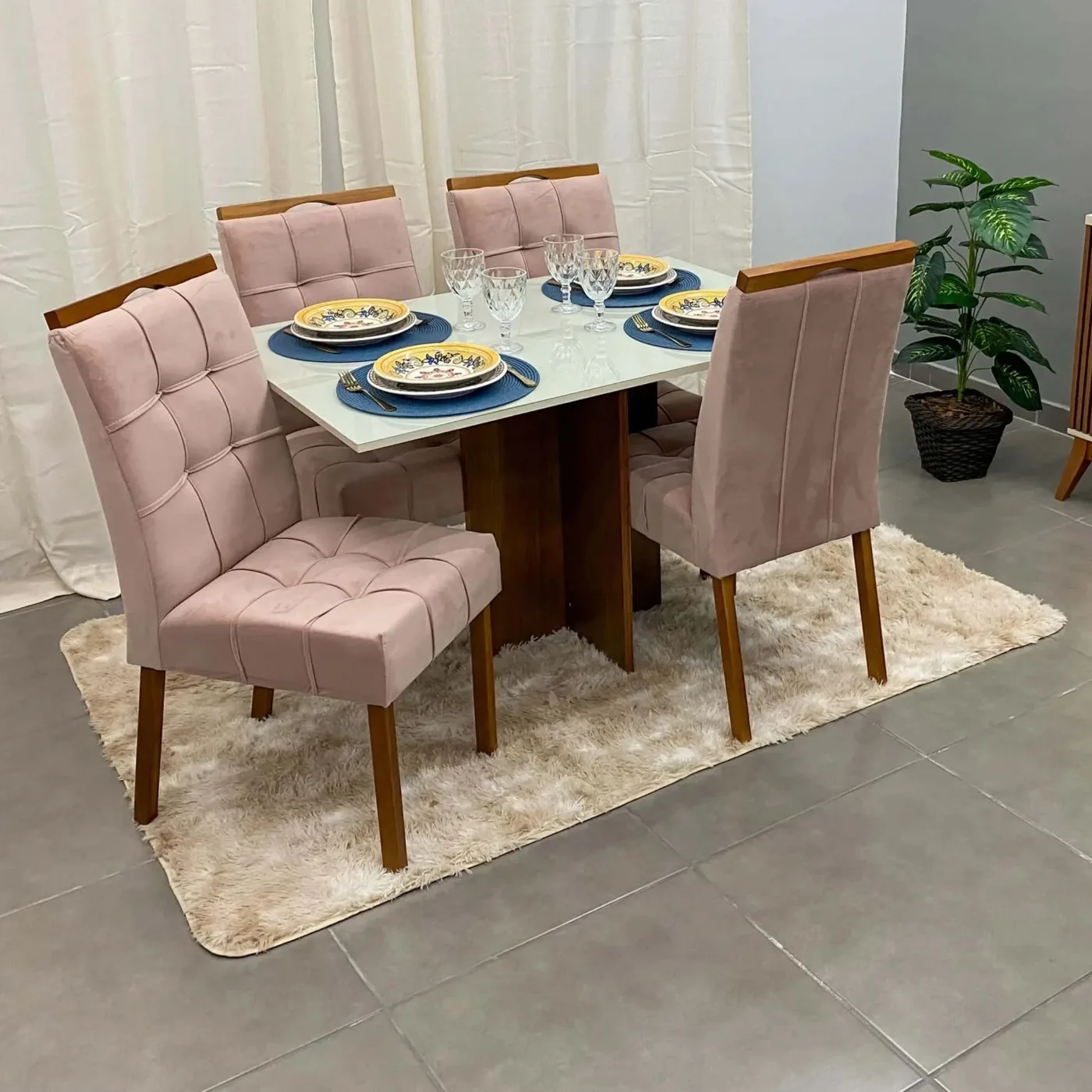 Mesa de Jantar Los Angeles 120x80 cm com 4 Cadeiras – Minas Plac — miniatura 3