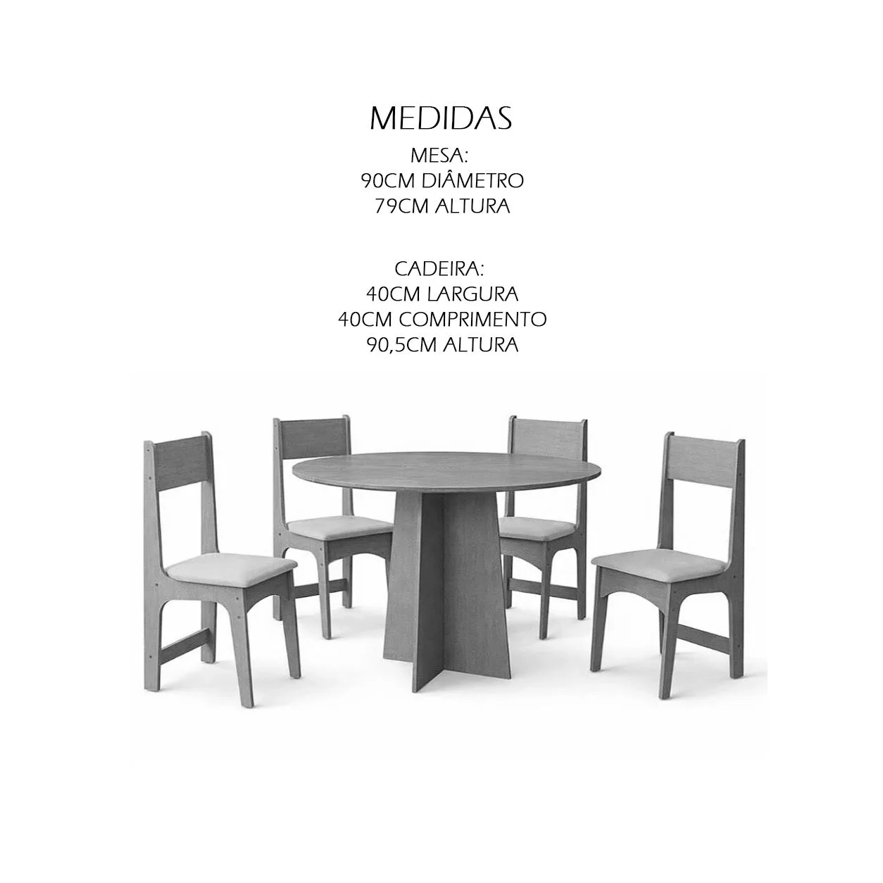 Mesa de Jantar Cindy 90 cm Redonda sem Vidro com 4 Cadeiras Delta em Corino – Sonetto — miniatura 2