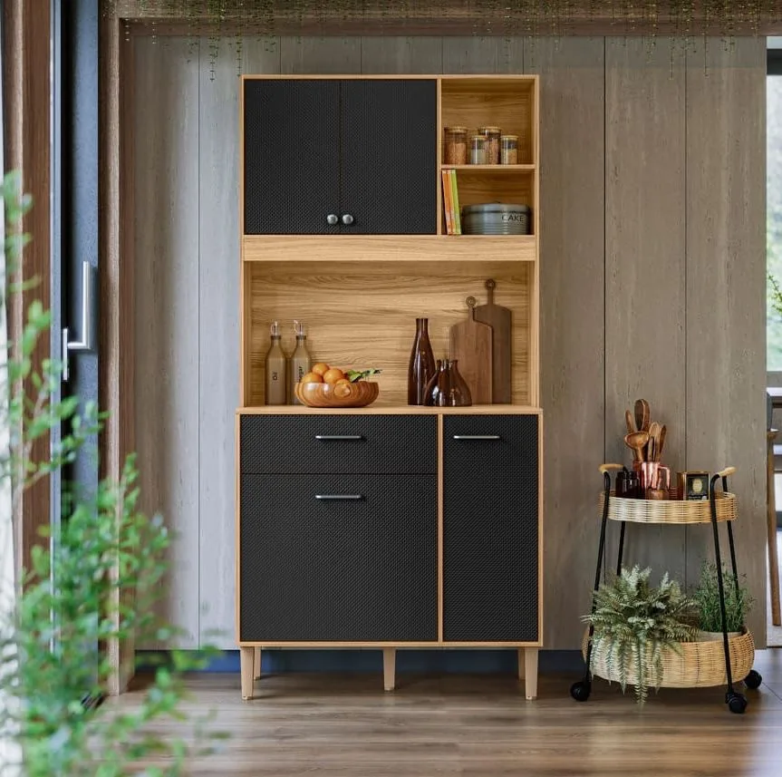 Kit Cozinha Erva Doce 90 Freijó/Preto Esfera