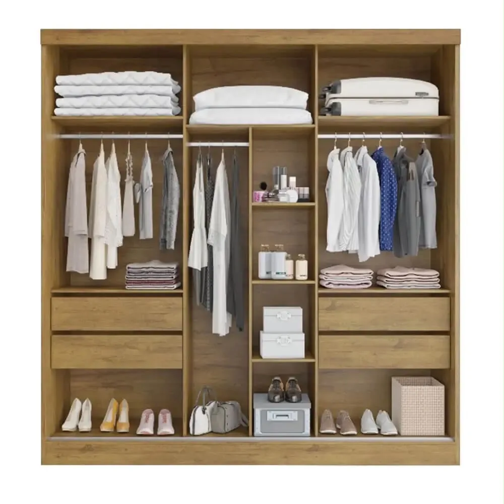 Guarda-Roupa Capri Casal 3 Portas de Correr com Espelho — miniatura 2