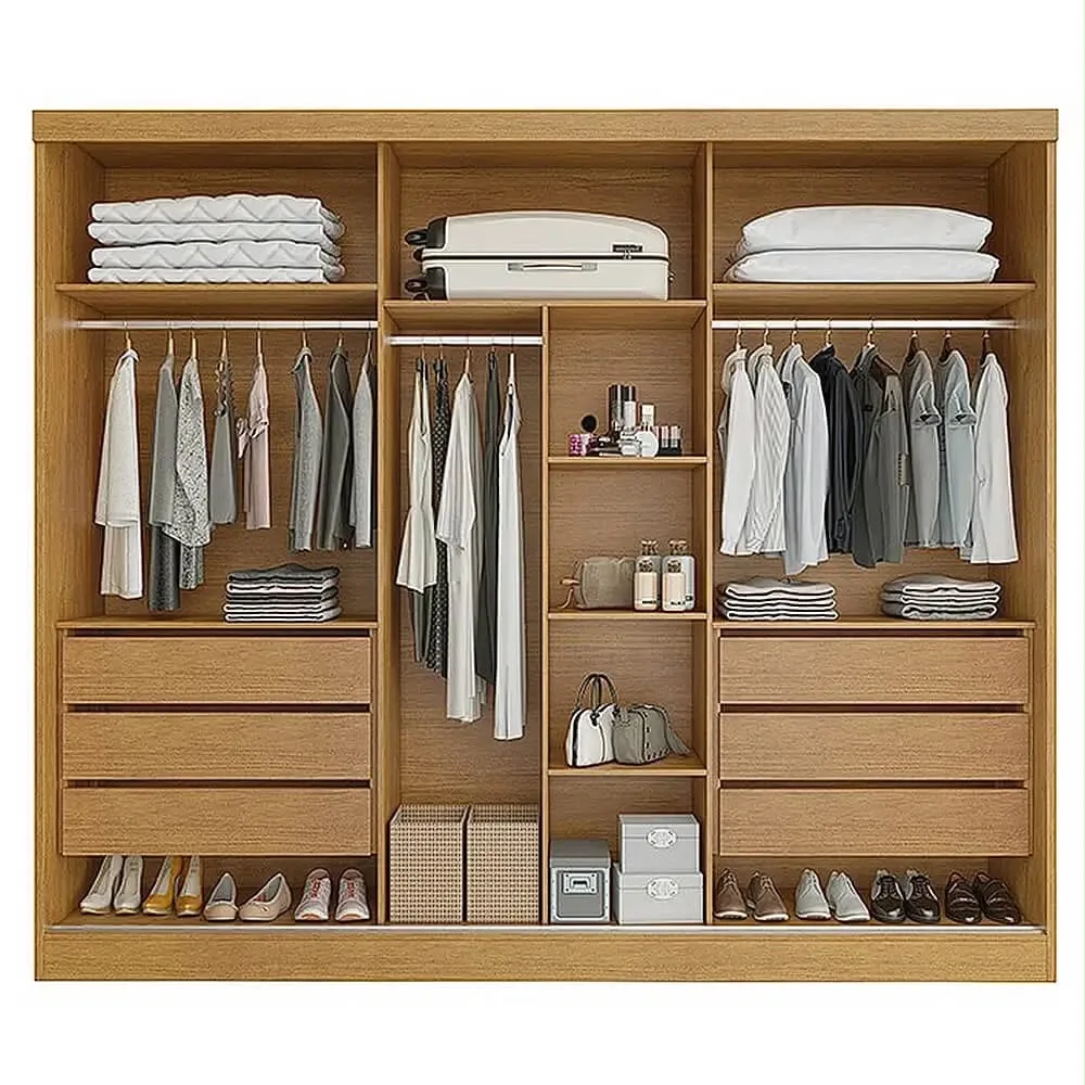 Guarda-Roupa Bergamo Casal com Espelho – 3 Portas e 6 Gavetas — miniatura 2