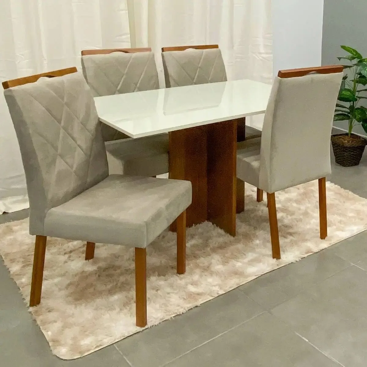 Mesa de Jantar Los Angeles 120x80 cm com 4 Cadeiras – Minas Plac