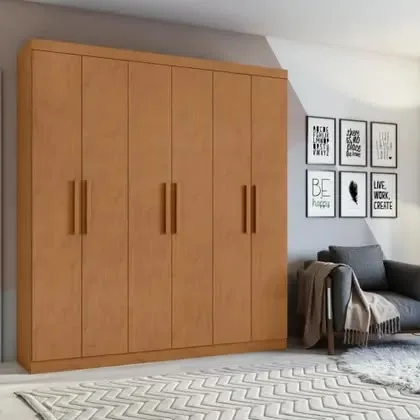 Guarda-Roupa Andara 1,77 m com 6 Portas e 2 Gavetas