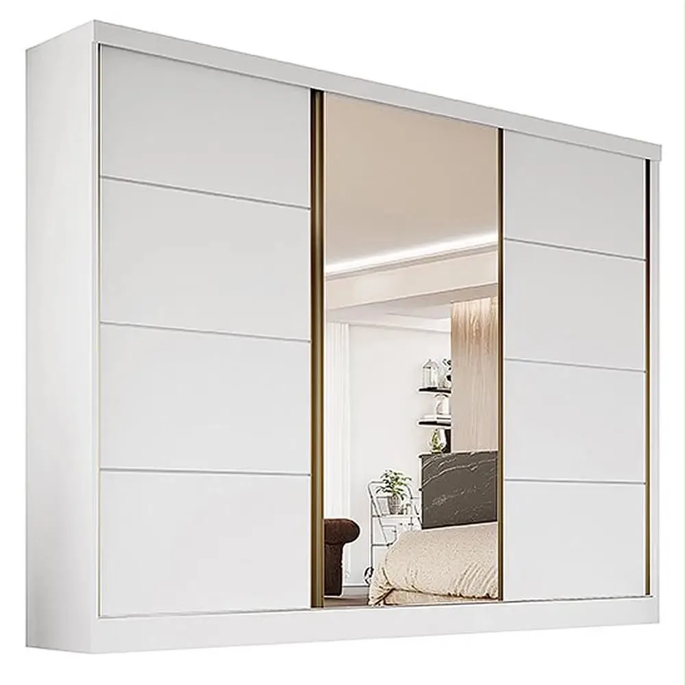 Guarda-Roupa Bergamo Casal com Espelho – 3 Portas e 6 Gavetas